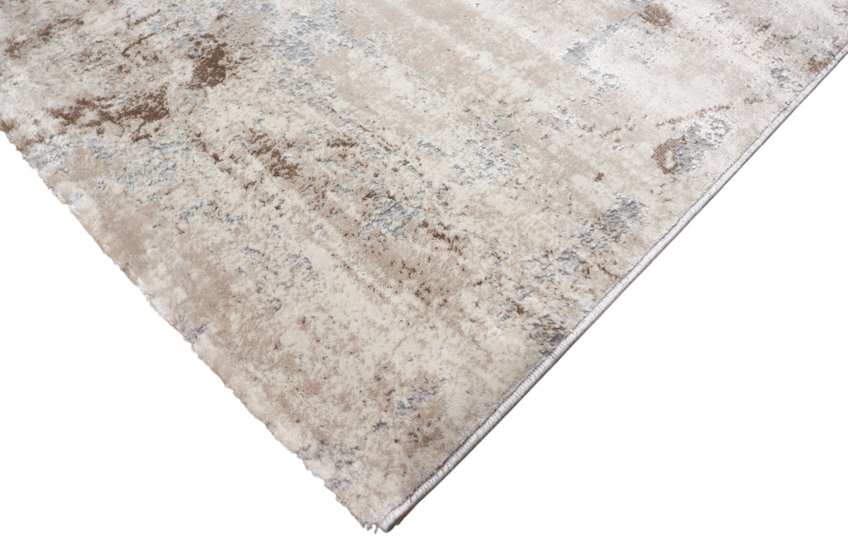 Loren Beige Brown and Blue Distressed Abstract Rug