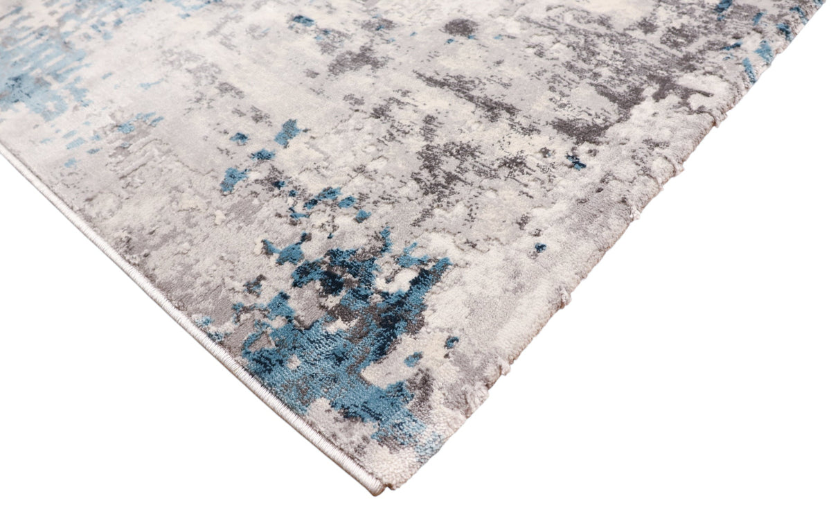 Loren Grey Blue and Cream Distressed Abstract Rug