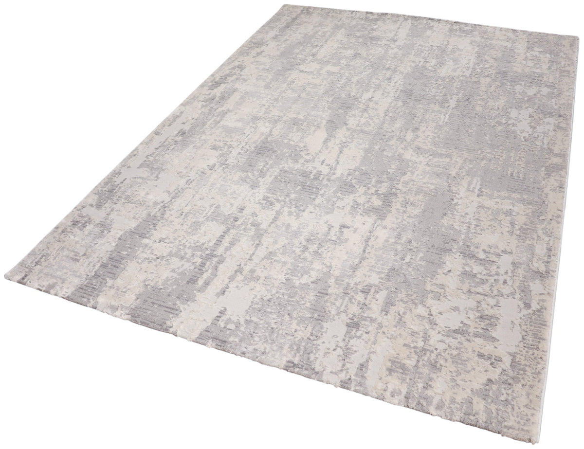 Loren Grey and Cream Distressed Abstract Rug