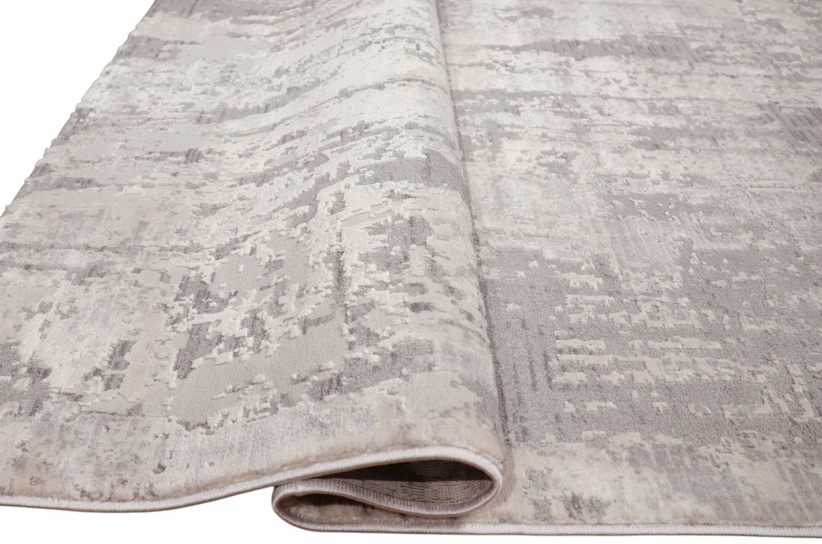 Loren Grey and Cream Distressed Abstract Rug