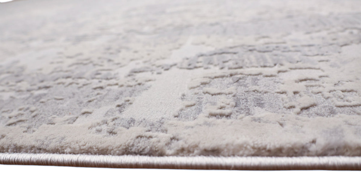 Loren Grey and Cream Distressed Abstract Rug