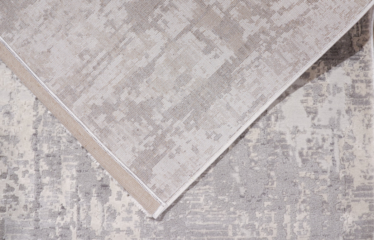 Loren Grey and Cream Distressed Abstract Rug