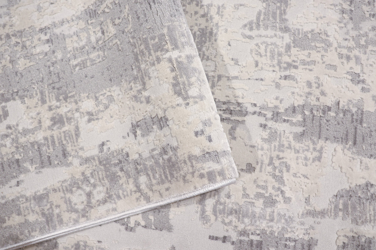 Loren Grey and Cream Distressed Abstract Rug