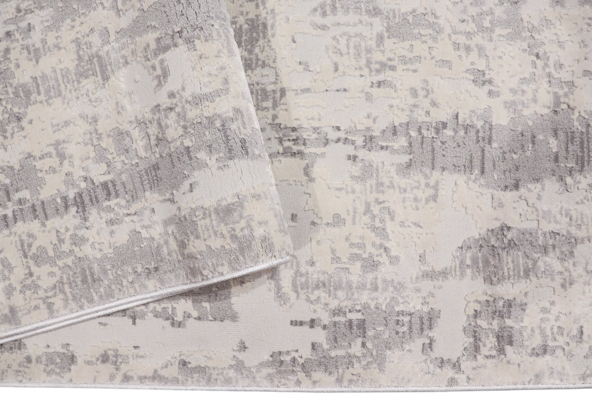 Loren Grey and Cream Distressed Abstract Rug