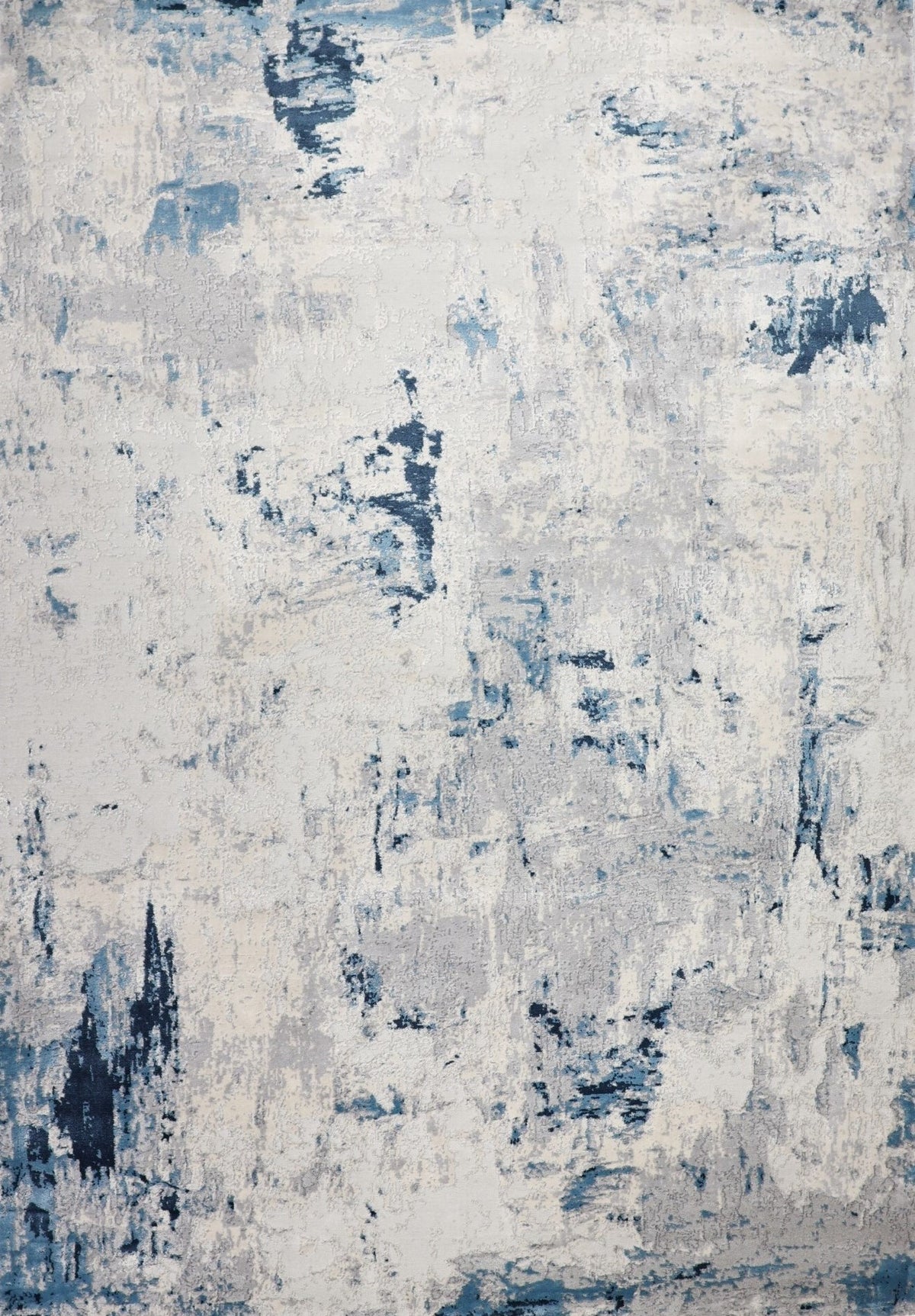 Loren Grey Blue and Cream Distressed Abstract Rug