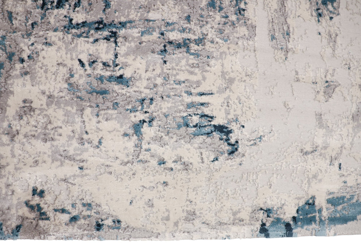 Loren Grey Blue and Cream Distressed Abstract Rug