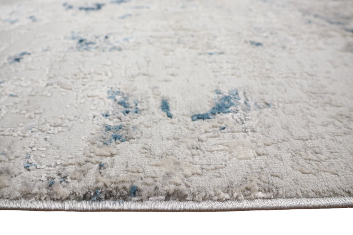 Loren Grey Blue and Cream Distressed Abstract Rug