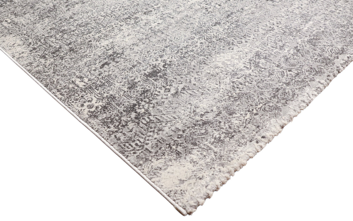 Celine Grey and Ivory Cream Distressed Traditonal Rug