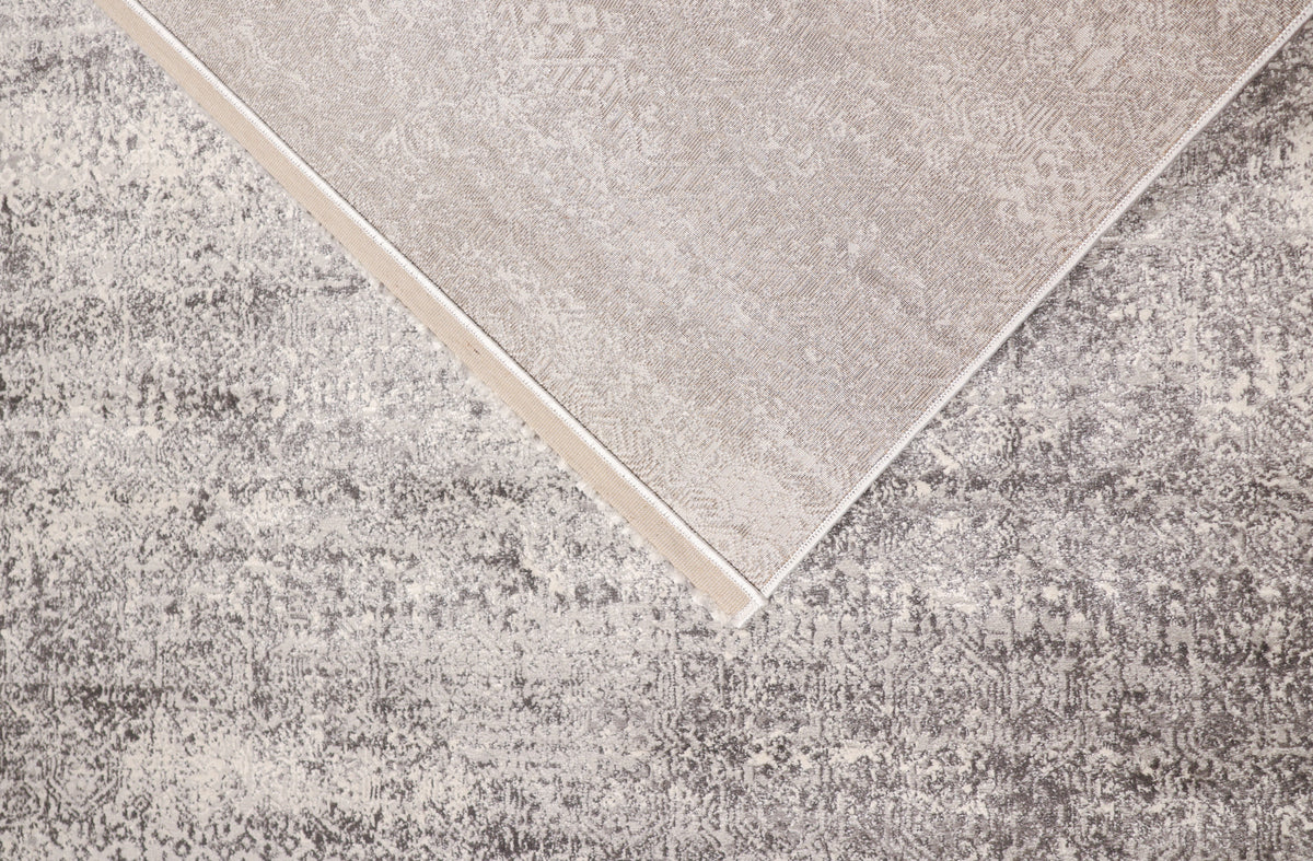 Celine Grey and Ivory Cream Distressed Traditonal Rug