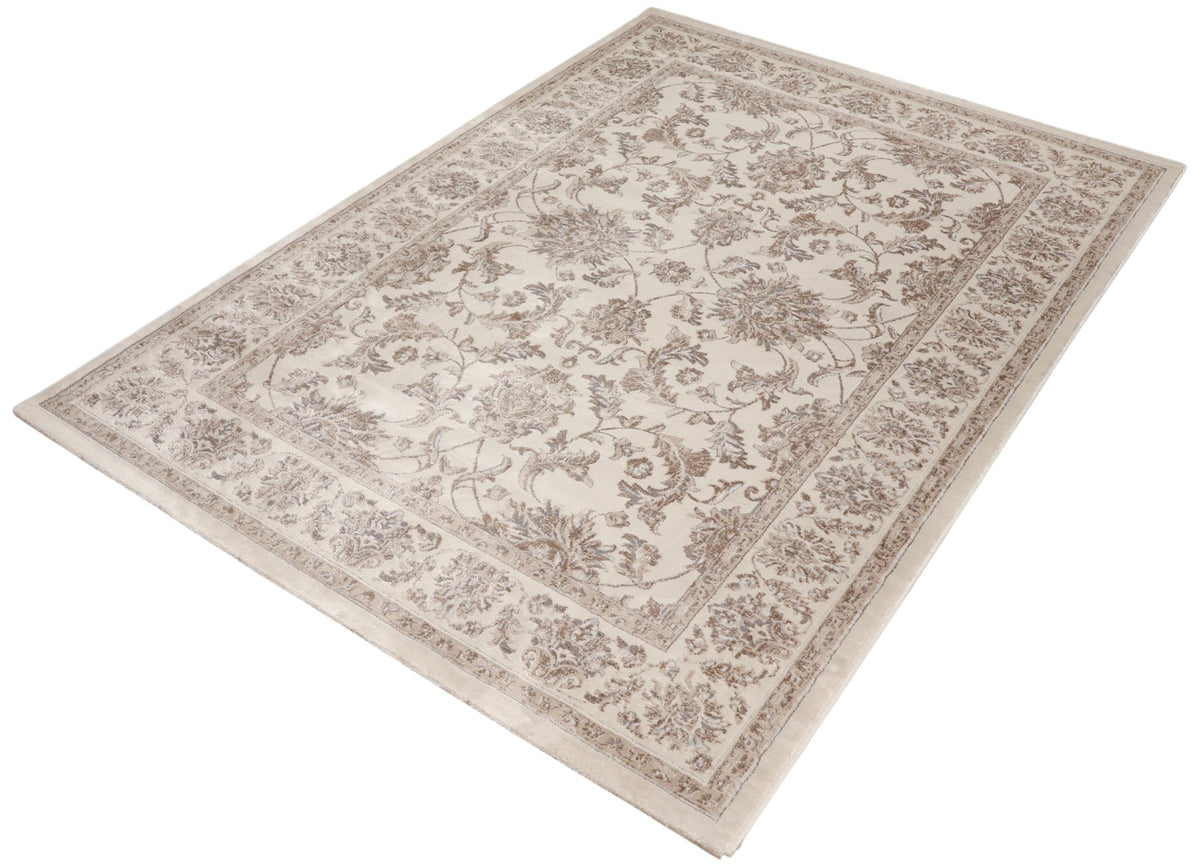 Celine Beige and Brown Distressed Tradtional Floral Rug