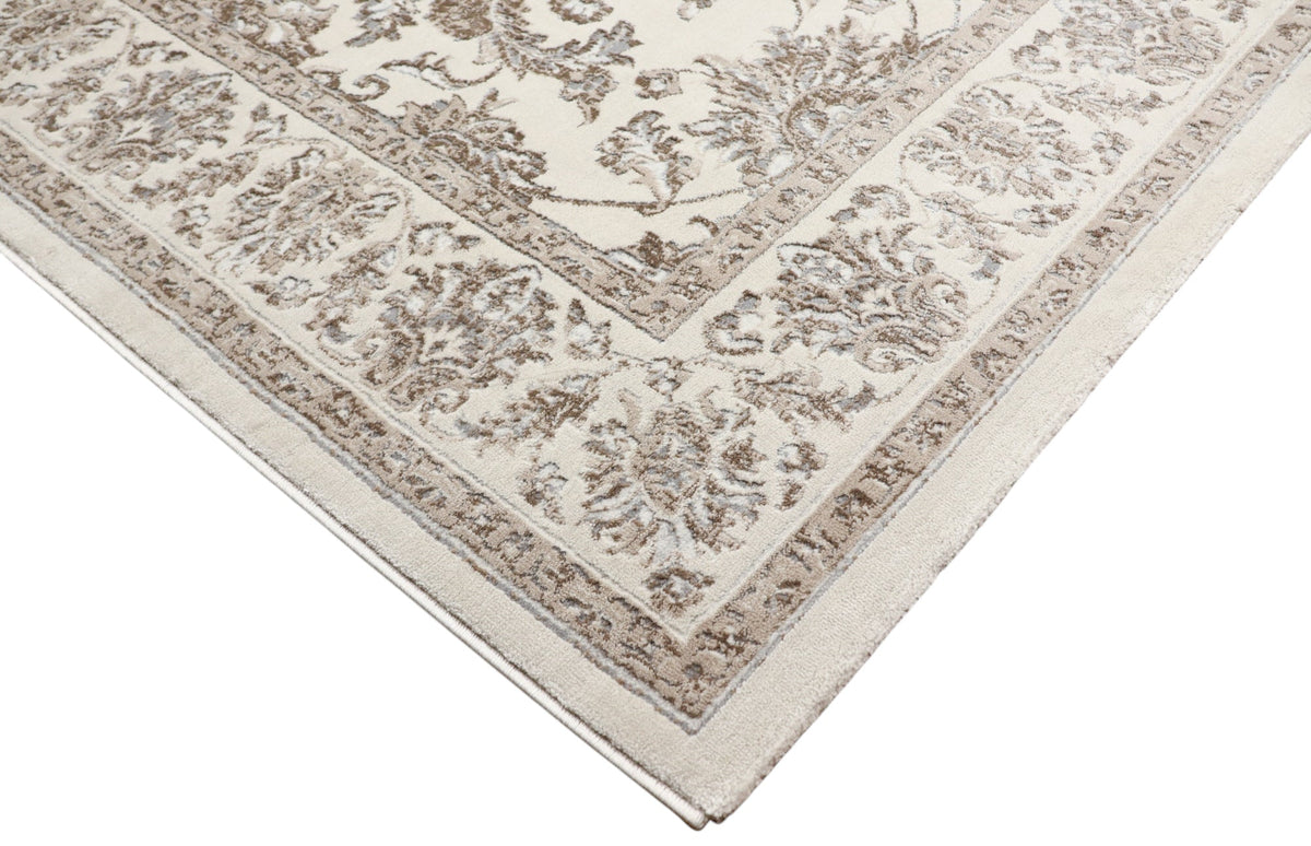 Celine Beige and Brown Distressed Tradtional Floral Rug