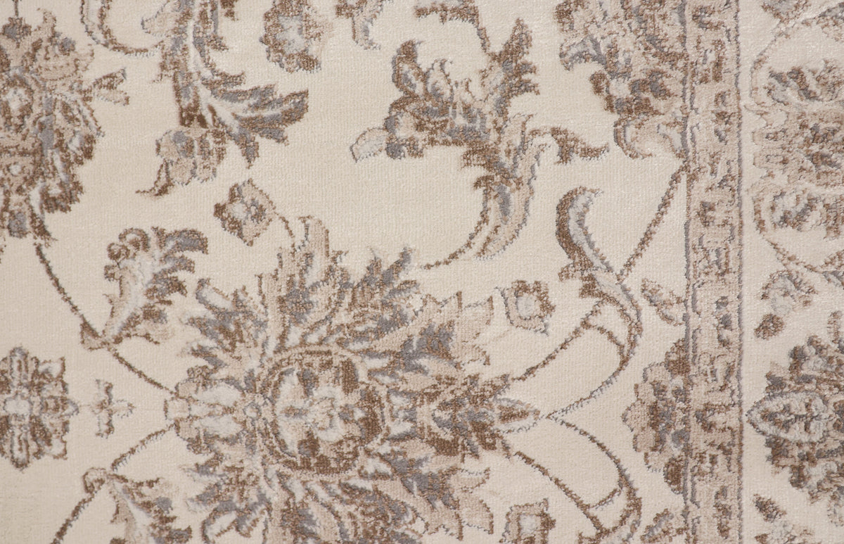 Celine Beige and Brown Distressed Tradtional Floral Rug