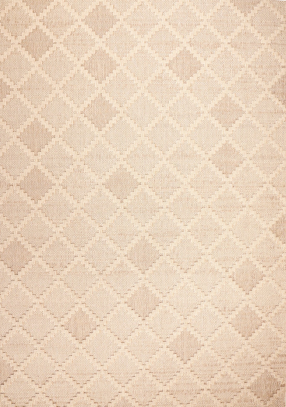 NOVA Cream Beige and Light Brown Diamond Flatweave Rug