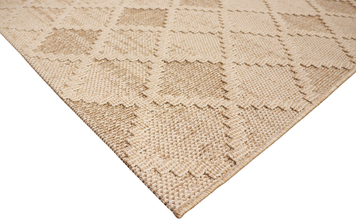 NOVA Cream Beige and Light Brown Diamond Flatweave Rug