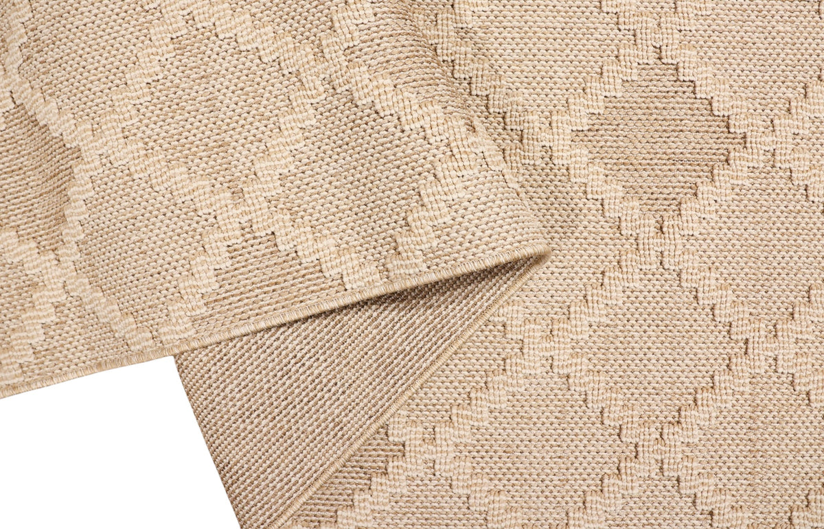 NOVA Cream Beige and Light Brown Diamond Flatweave Rug