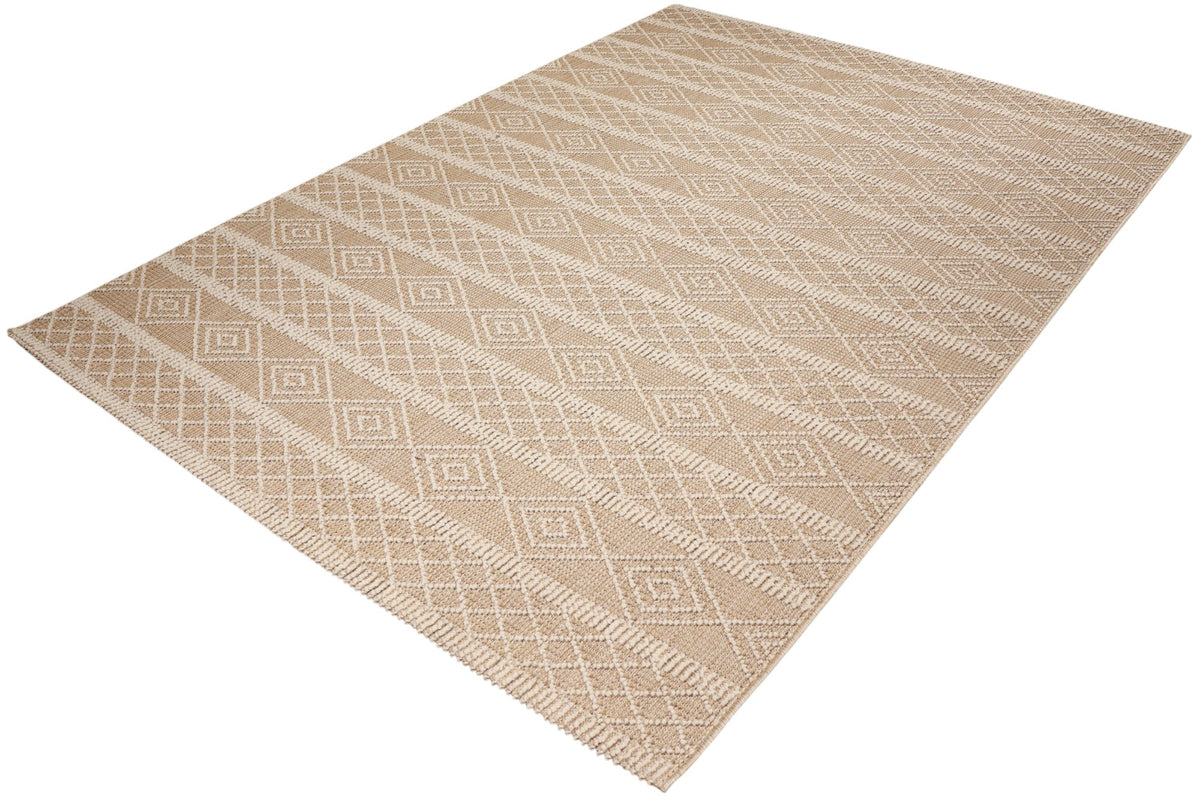 NOVA Cream and Beige Tribal Flatweave Rug