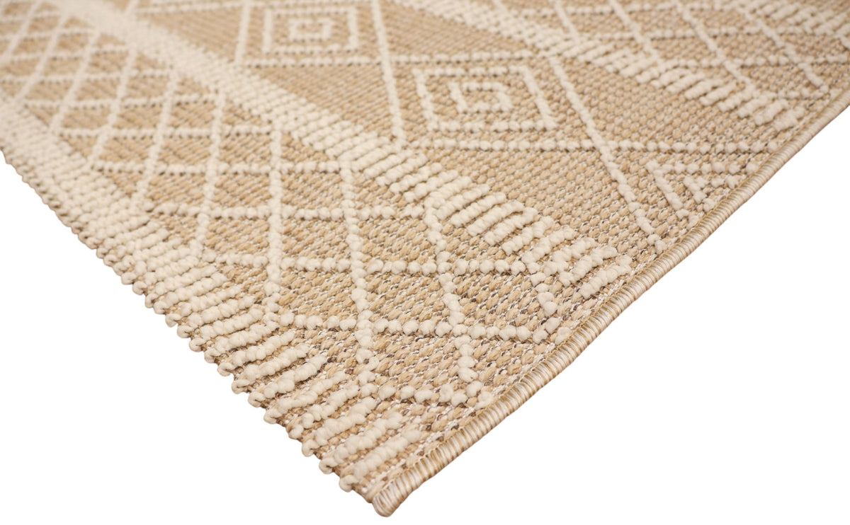 NOVA Cream and Beige Tribal Flatweave Rug