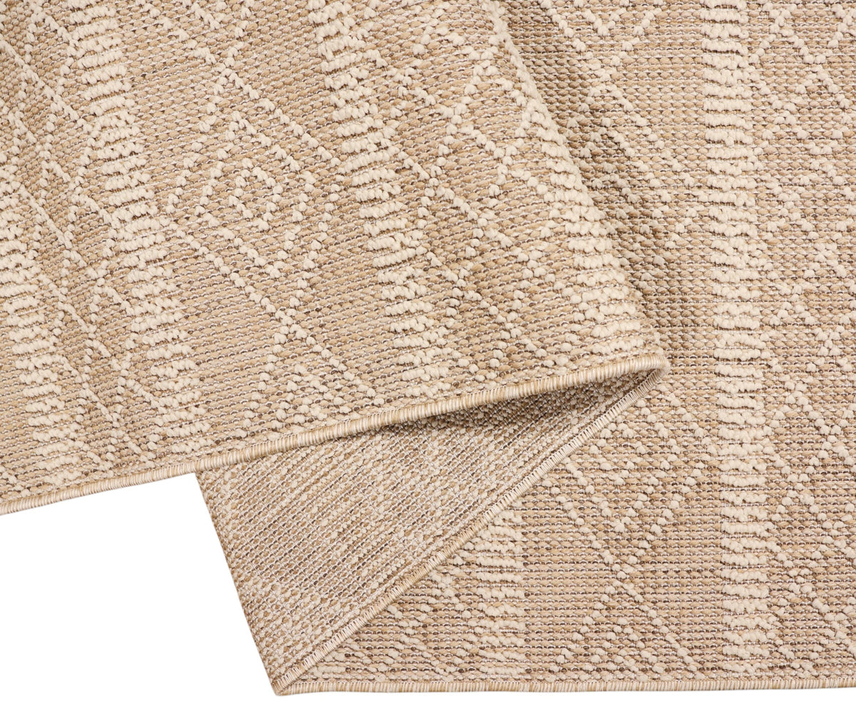 NOVA Cream and Beige Tribal Flatweave Rug