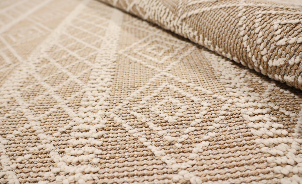 NOVA Cream and Beige Tribal Flatweave Rug