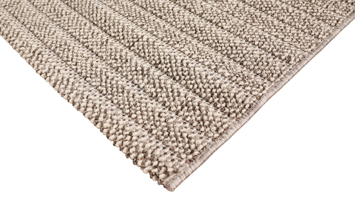 NOVA Grey and Cream Lines Flatweave Rug