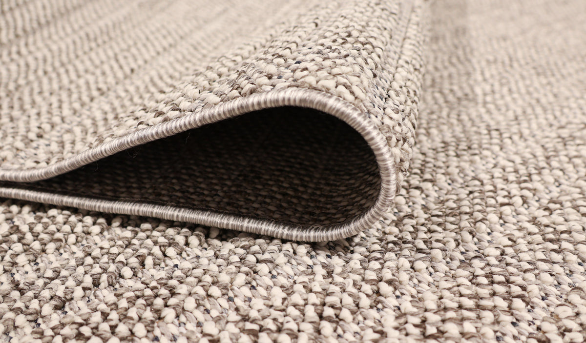 NOVA Grey and Cream Lines Flatweave Rug