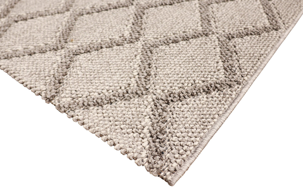 NOVA Grey and Cream Diamond Flatweave Rug