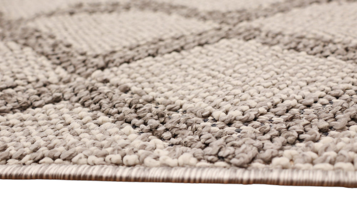 NOVA Grey and Cream Diamond Flatweave Rug