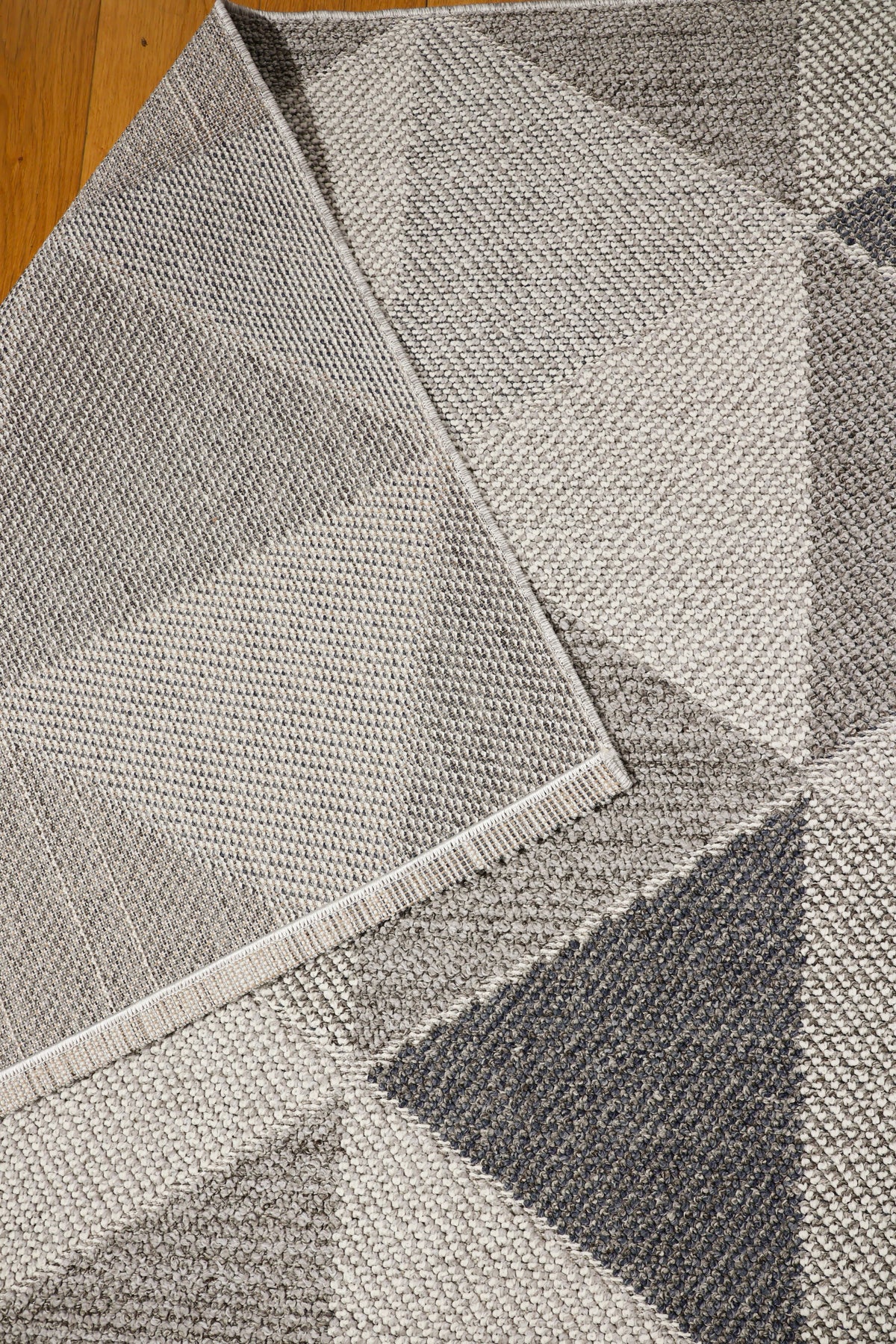 NOVA Grey, Cream, Beige and Blue Geometric Flatweave Rug