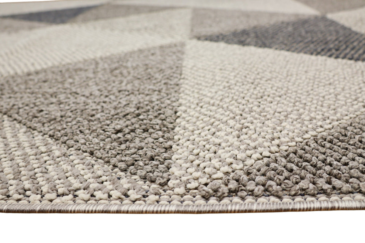 NOVA Grey, Cream, Beige and Blue Geometric Flatweave Rug