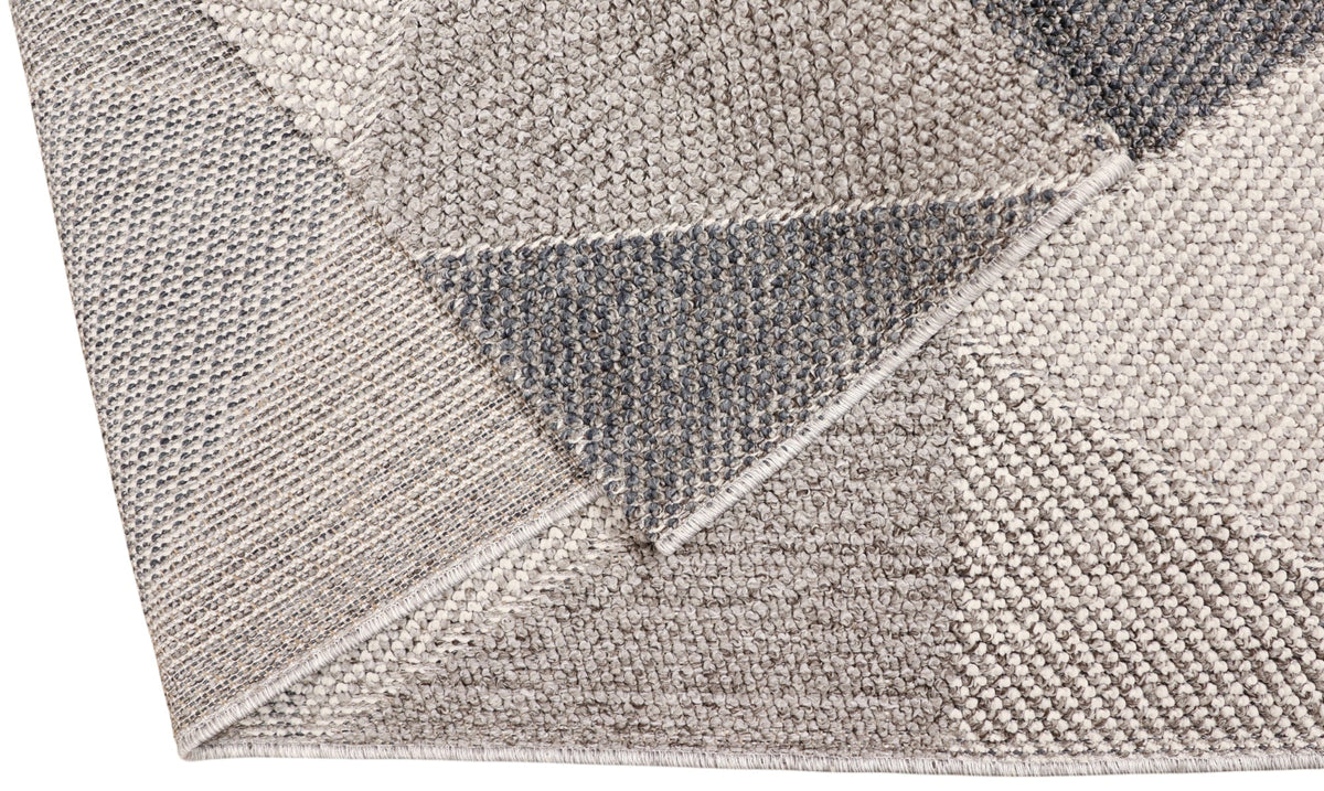 NOVA Grey, Cream, Beige and Blue Geometric Flatweave Rug