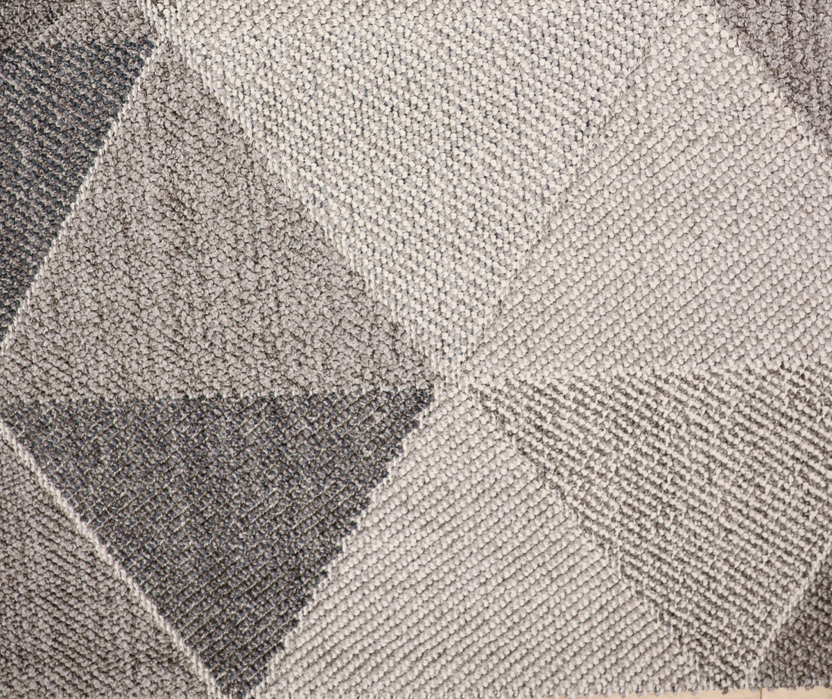 NOVA Grey, Cream, Beige and Blue Geometric Flatweave Rug