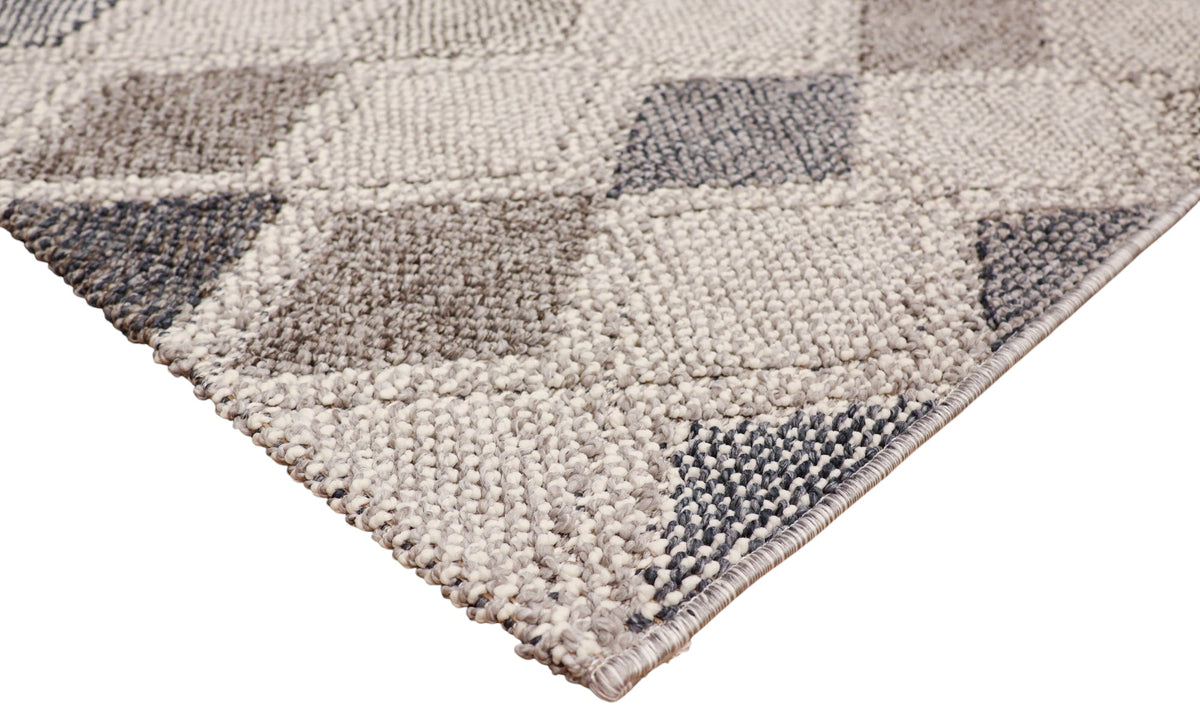 NOVA Grey, Cream, Beige and Blue Diamond Flatweave Rug