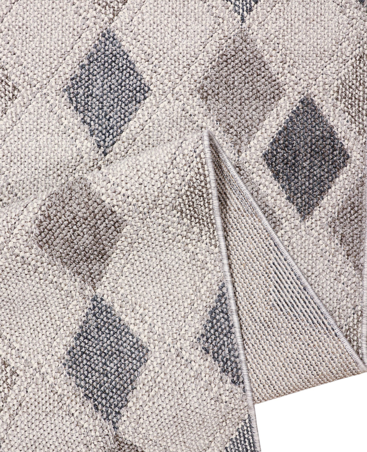 NOVA Grey, Cream, Beige and Blue Diamond Flatweave Rug