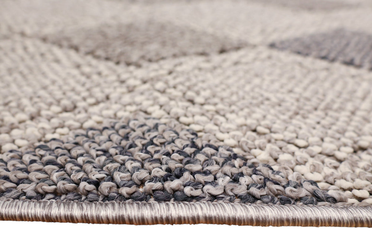 NOVA Grey, Cream, Beige and Blue Diamond Flatweave Rug