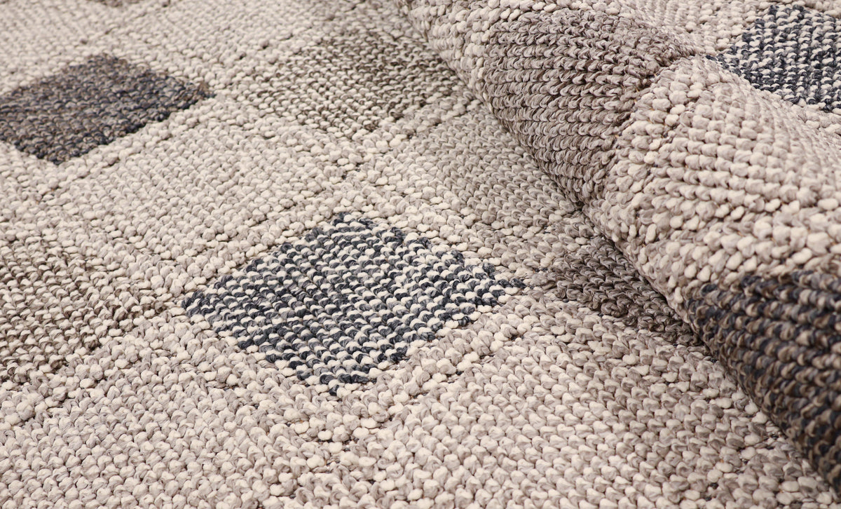 NOVA Grey, Cream, Beige and Blue Diamond Flatweave Rug