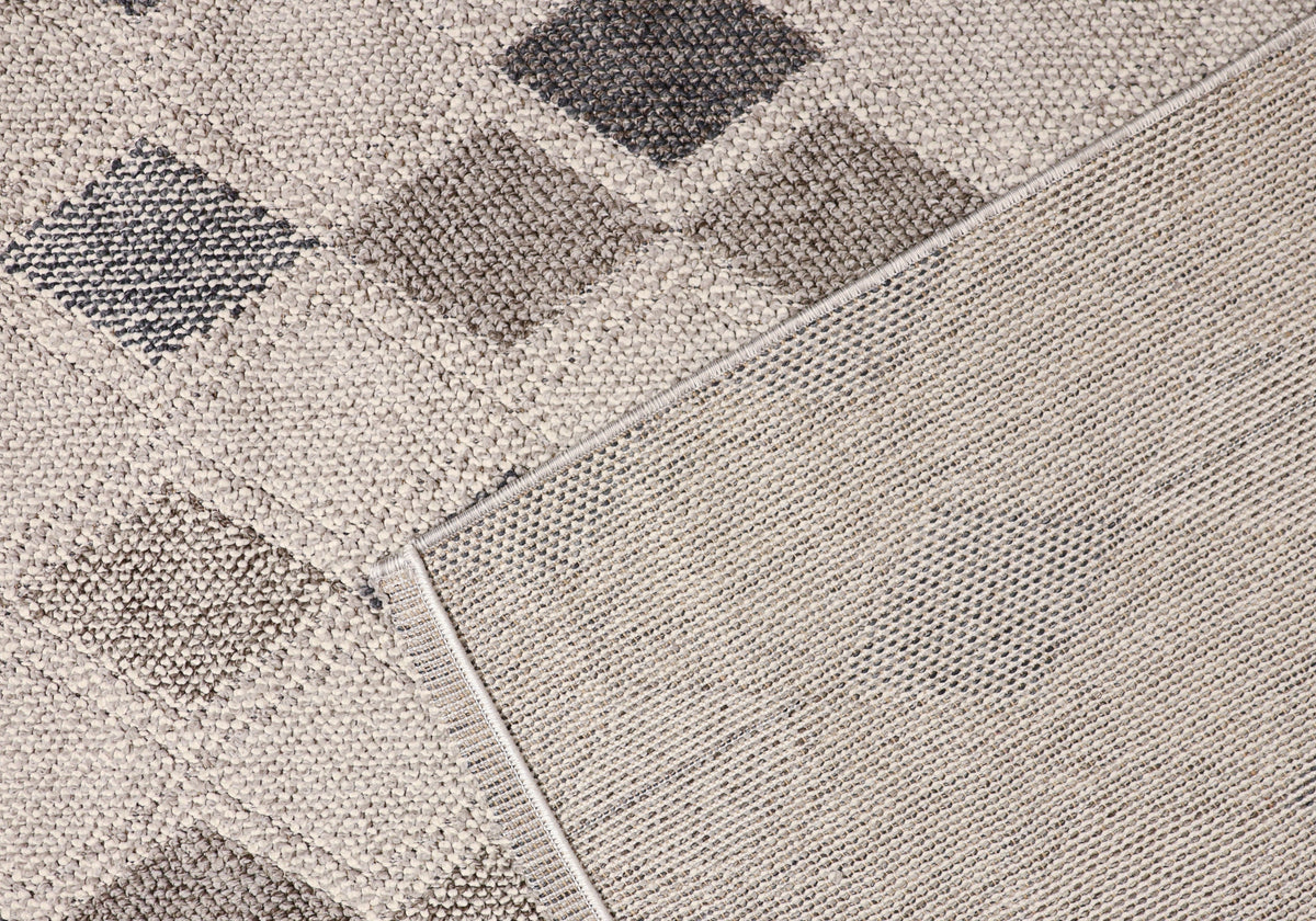 NOVA Grey, Cream, Beige and Blue Diamond Flatweave Rug