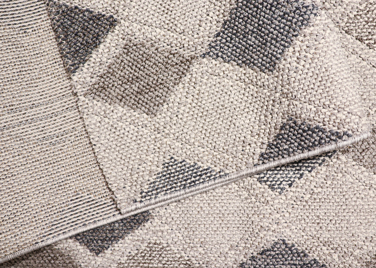 NOVA Grey, Cream, Beige and Blue Diamond Flatweave Rug