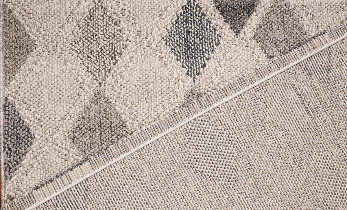 NOVA Grey, Cream, Beige and Blue Diamond Flatweave Rug