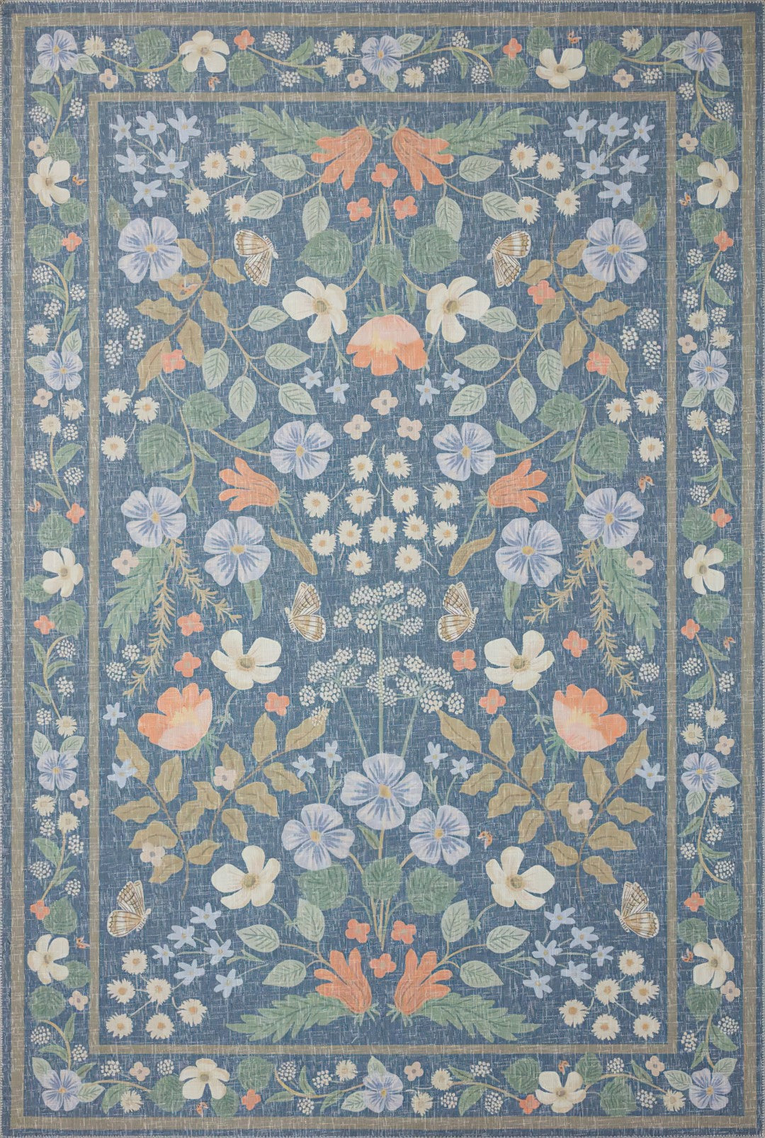 Venice Designer Blue multi colour Paradise Garden Washable Rug