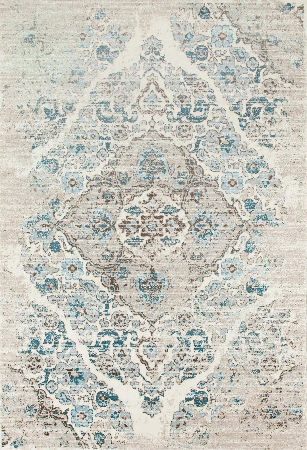 Luxurious Lumina Blue, Grey and Cream soft Modern Washable Rug