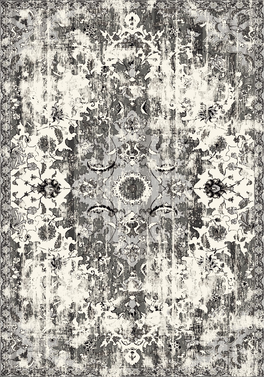 Luxurious Lumina Grey and Cream Soft Modern  Washable Rug