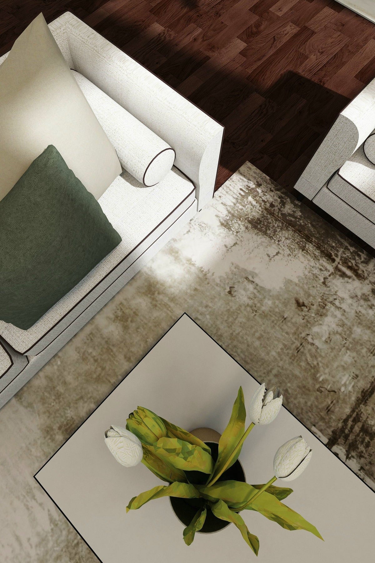 Luxurious Lumina Grey Khaki and Ivory soft Modern Abstract Washable Rug