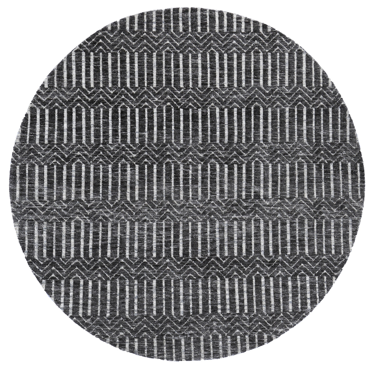 Amritsar Attari Charcoal &amp; Beige Round Cotton Blend Rug