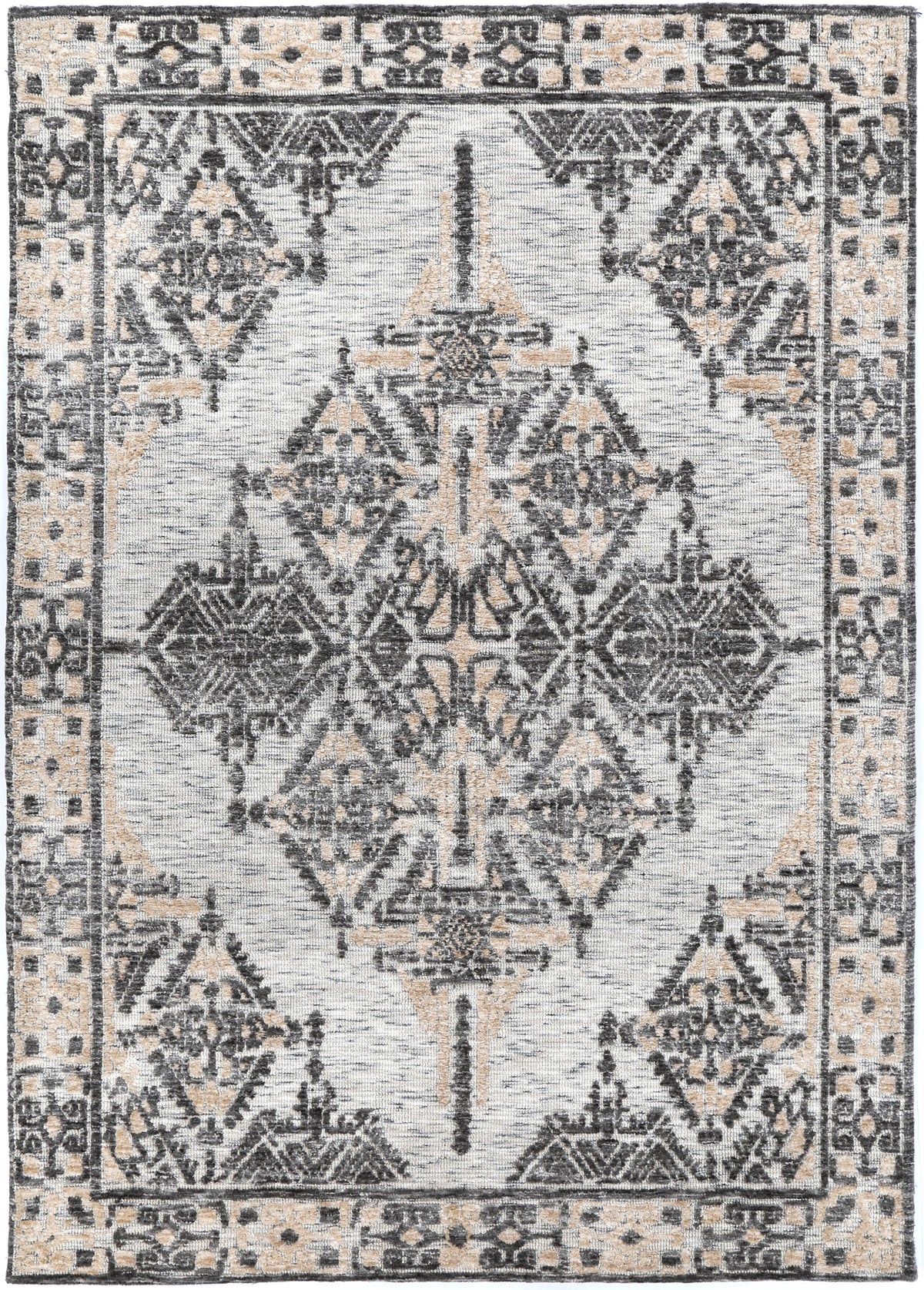 Amritsar Beas Charcoal &amp; Beige Cotton Blend Rug