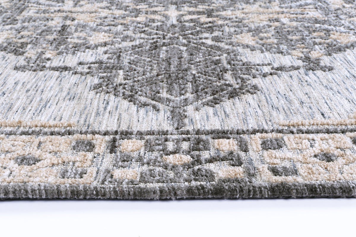 Amritsar Beas Charcoal &amp; Beige Cotton Blend Rug