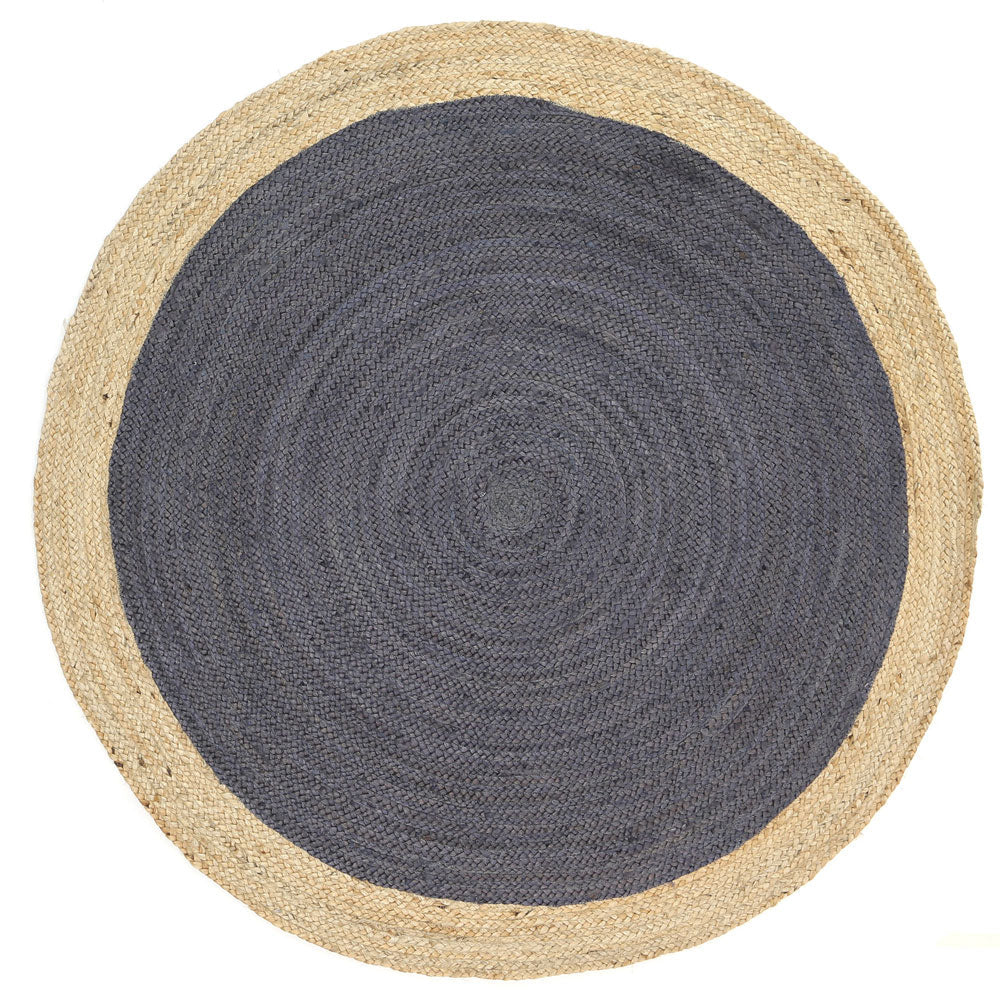 Hampton Centre Grey Jute Round Rug