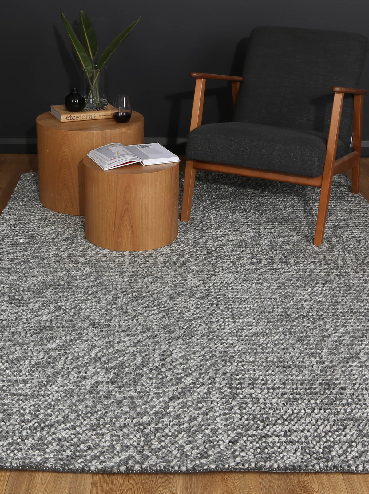 Harlow Loopy Charcoal Wool Blend Rug