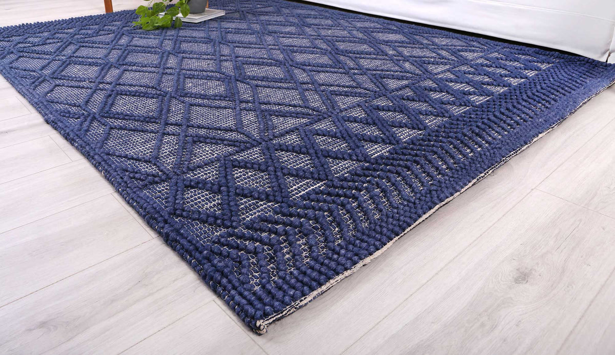 Himalaya Cobblestone Tribal Blue Wool Rug