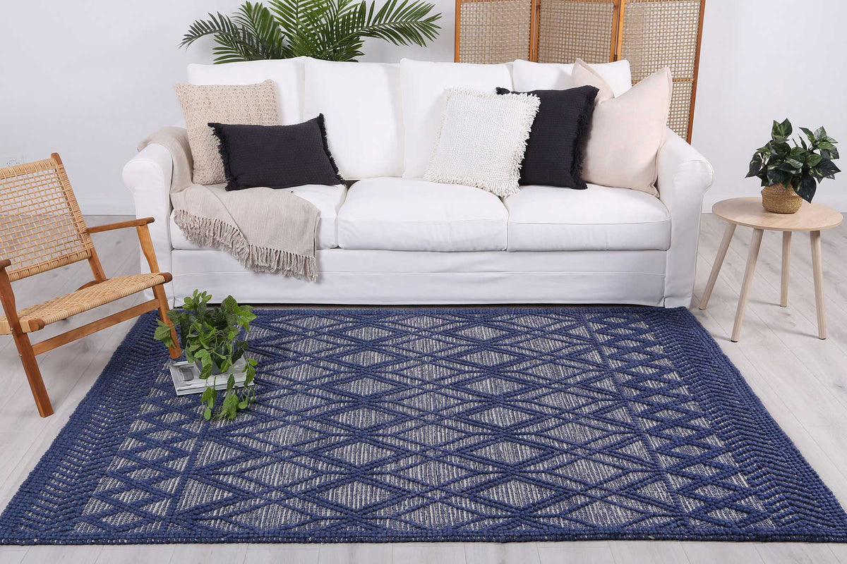 Himalaya Cobblestone Tribal Blue Wool Rug