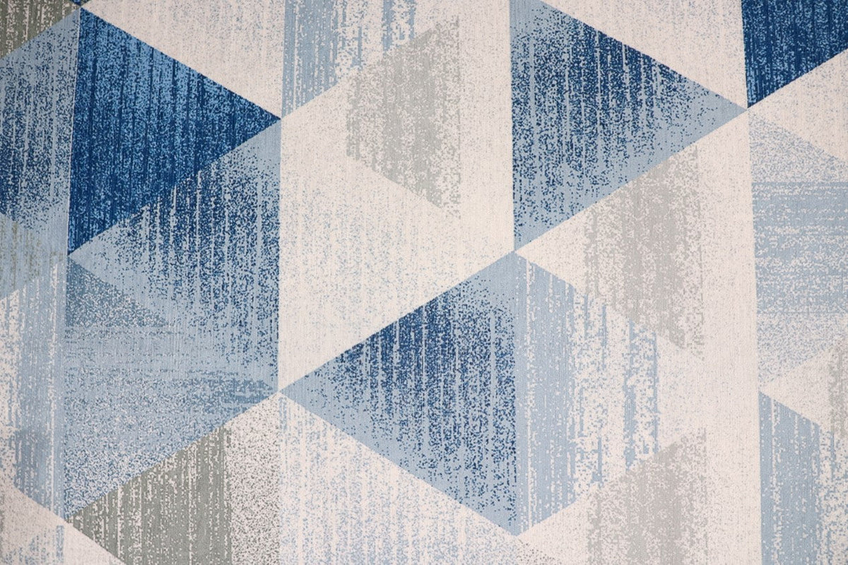 Venice Blue Geometric Modern Washable Rug